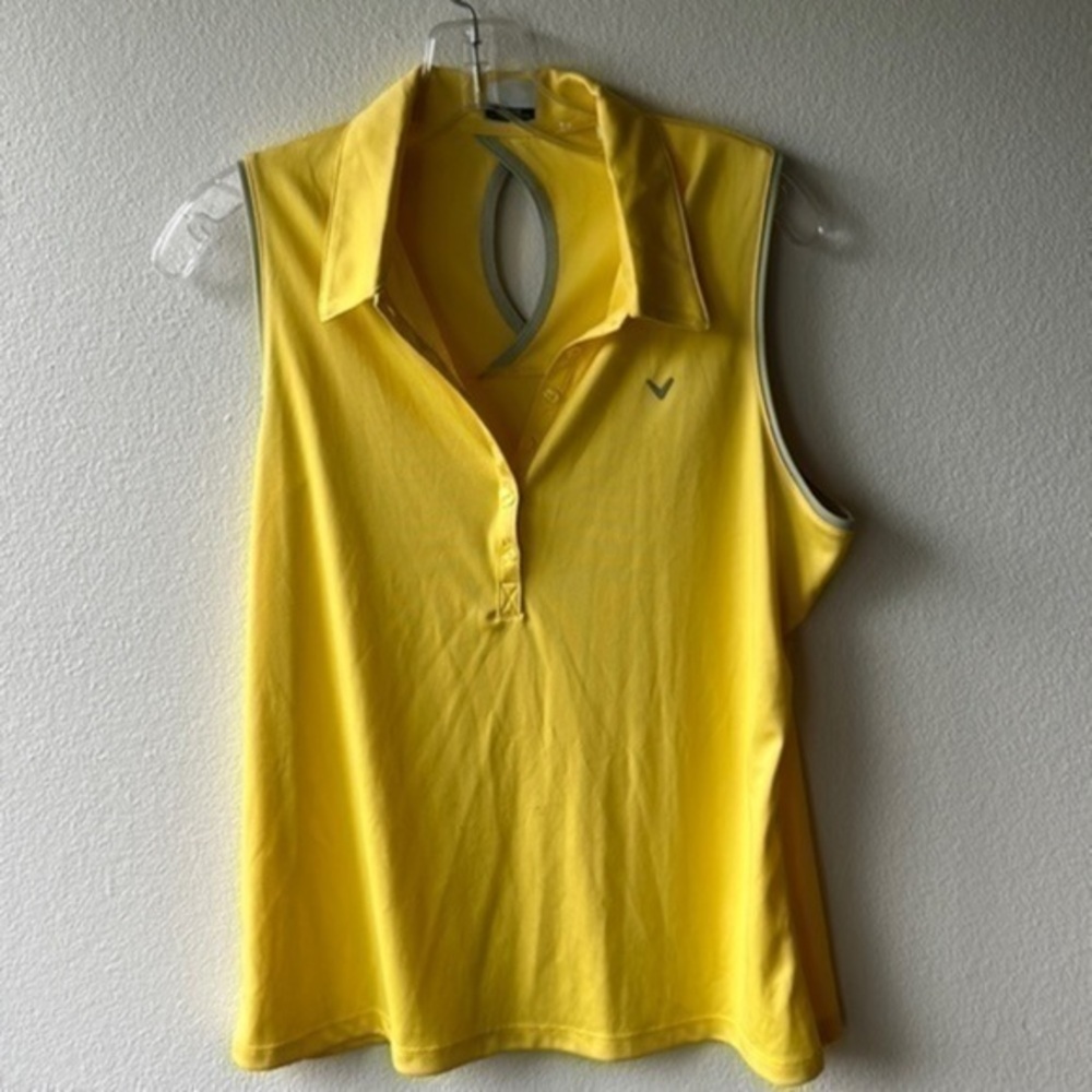 Callaway top large golf, yellow, collared sleeveless
